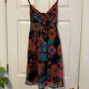 Fire Los Angeles floral spaghetti strap lined dress, size M